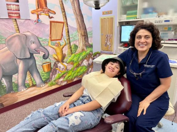 Lap-to-lap exam for a child