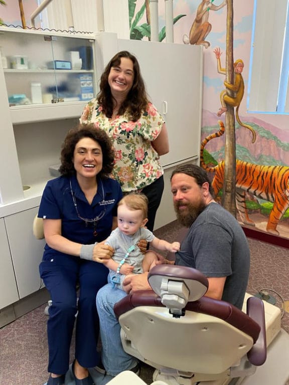 Toddler at a first dental visit